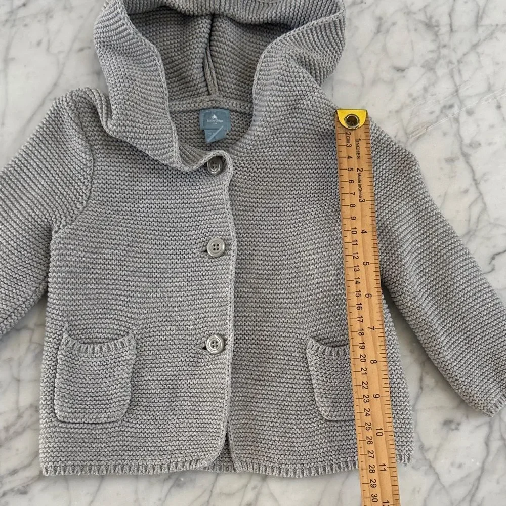 Gray Knit Baby Cardigan Sz 6-12 Mo Bear Ears Gap